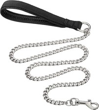 Chain Heavy Duty Metal Dog Leash, 5FTx3mm Chew Proof Pet Leash Chain with Sof...