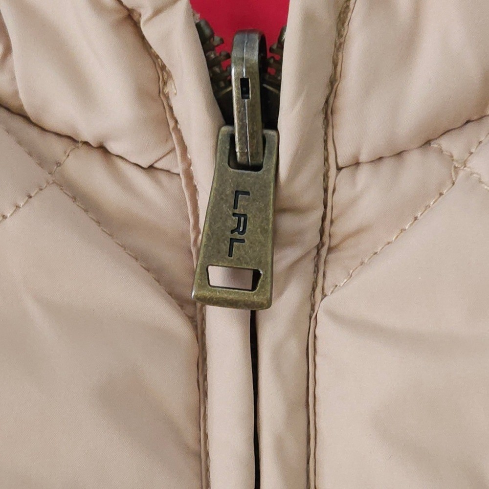 Lauren Ralph Lauren Reversible Quilted Vest Red Tan Womens S Equestrian Out