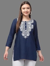 Indian Women Embroidery Top Kurta Set Bollywood Party Wear Ethnic Short Kurti