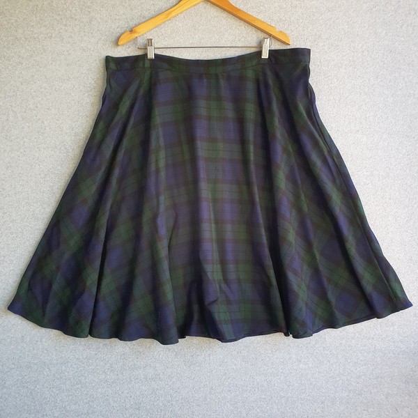 Hell Bunny Vixen Skirt Womens Plus Sz 4XL Green Blue Tartan Pinup Rockabilly