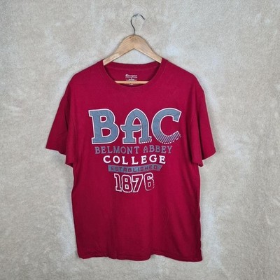 Champion Belmont Abbey College 1876 T Shirt Mens Large Red Print Logo Z878