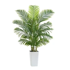 Artificial Palm Tree：5FT Tropical Fake Silk Plant UV Resistant Faux Areca Pal...
