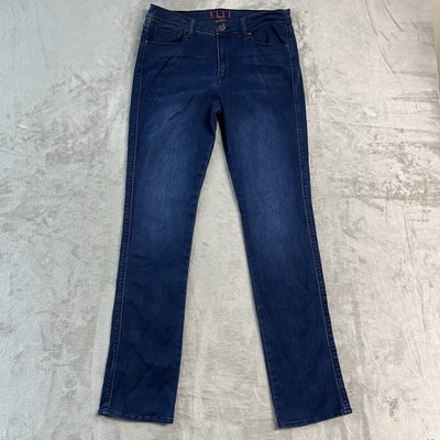 ELLE Paris Womens 10 (31x32) Dark Wash Bootcut Jeans Stretch Denim Blue EUC