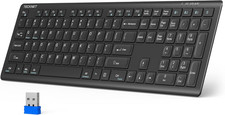 TECKNET Bluetooth Keyboard Rechargeable, 4-Device 2.4G BT Wireless Keyboard, F