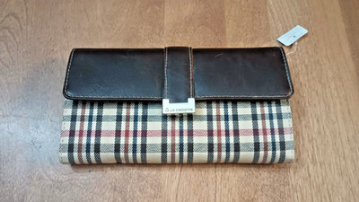 Vintage New Liz Claiborne Checkbook Size Plaid & Brown With Calculator