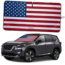American Flag Windshield Sun Shade, High-Resolution Medium USA Original Flag