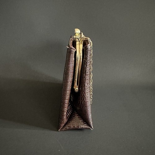 Vintage HL Harry Levine Brown Evening Shoulder Bag Clutch Purse Chain Strap USA - Picture 4 of 14