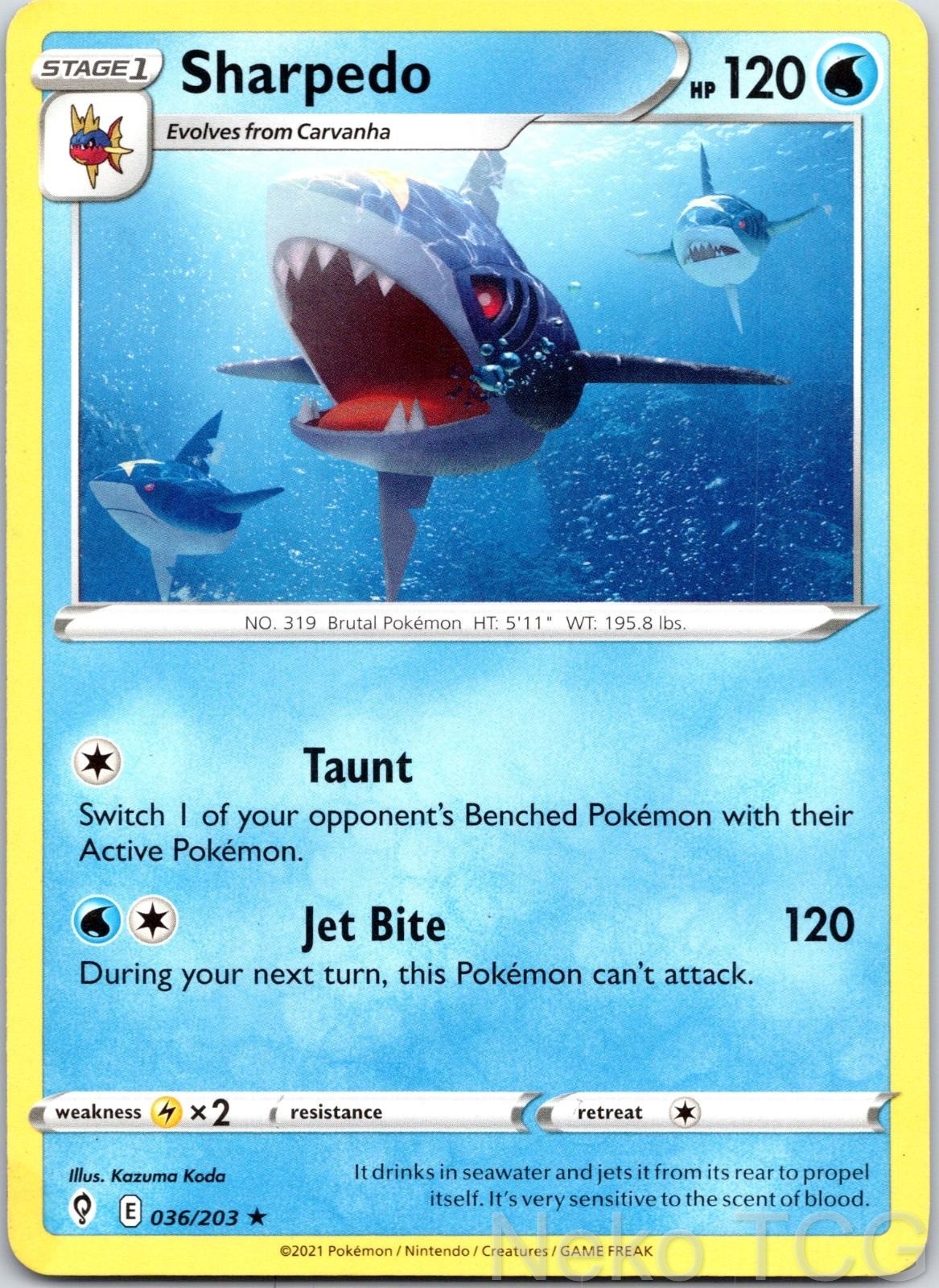 SHARPEDO 036/203 RARE EVOLVING SKIES NM