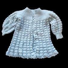 Vintage Blue Hand Crocheted Toddler, Baby, Child Cardigan