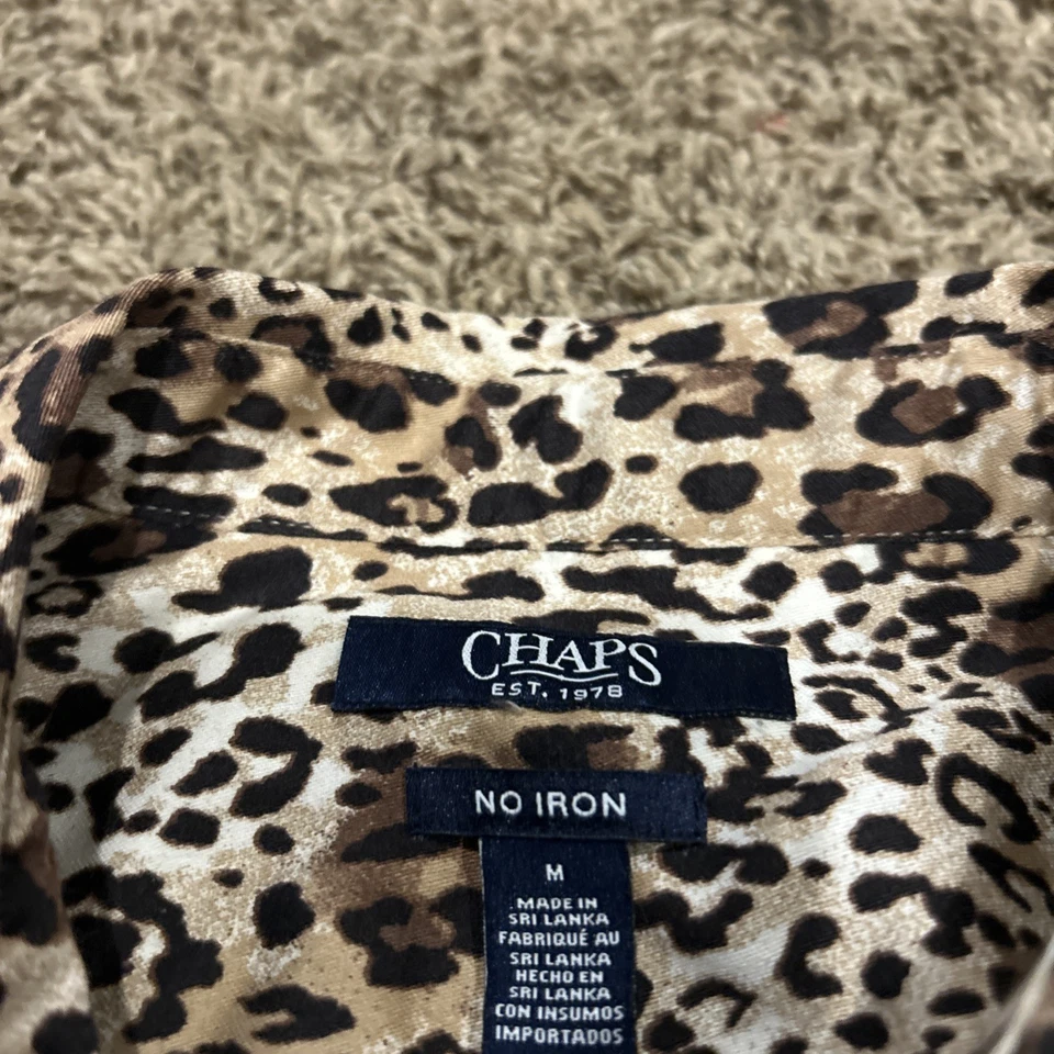 Blusa Top Chaps Ralph Lauren Para Mujer Camisa Abotonada Estampado Animal Guepardo M B28 Foto 2 de 3