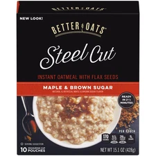 Better Oats Maple and Brown Sugar Steel Cut Oatmeal Packets Instant Oatmeal P...