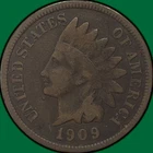 1909 Indian Head Cent Very Good VG Coin #39610