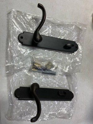Emtek 1821MB Sandcast Bronze Keyed Lever Set w/ Arched Trim & American Cylinder