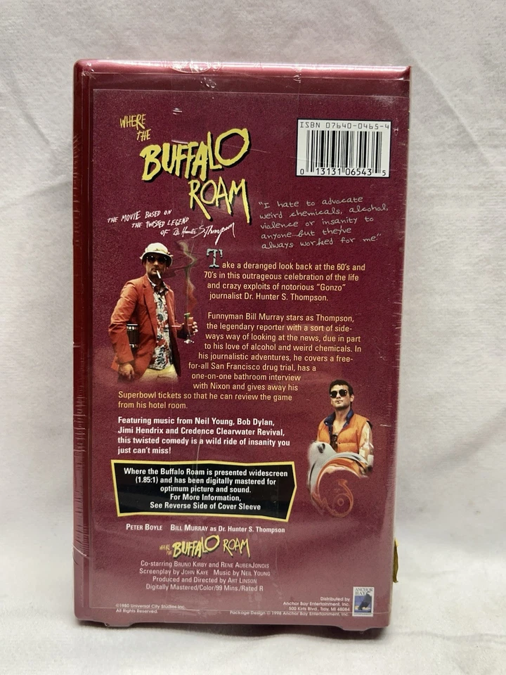 Where the Buffalo Roam VHS Tape 1998 Collector's Edition Widescreen Bill Murray - Image 3 of 4