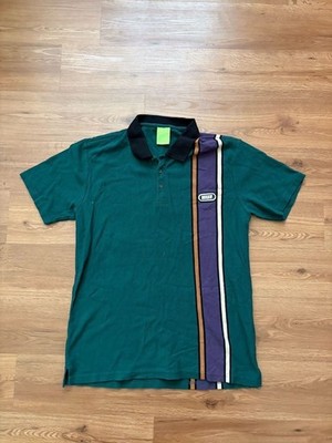 HUF Monaco Green Short Sleeve Polo Shirt with Striped Detail