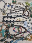Vintage Colorful Blues Greens Sparkles Costume Jewelry Lot Mixed Variety