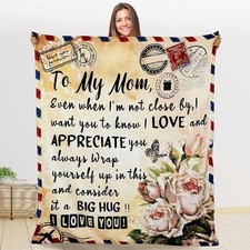 To My Mom Blanket Christmas Birthday Gifts for Mom from Daughter Son, Personaliz