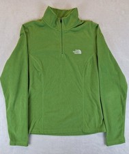 North Face TKA 100 Fleece 1/4 Zip Green Women Small Running Jogging Pullover