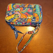 Vera Bradley Blue Paisley Zip Wallet Wristlet