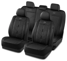  Car Seat Covers,Luxury Faux Leather Seat Full Set Black&Black