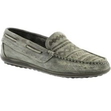 Taos Women's Heritage Slip On Moccasin Shoes Grey Taupe Leather Finish 9 - 9.5