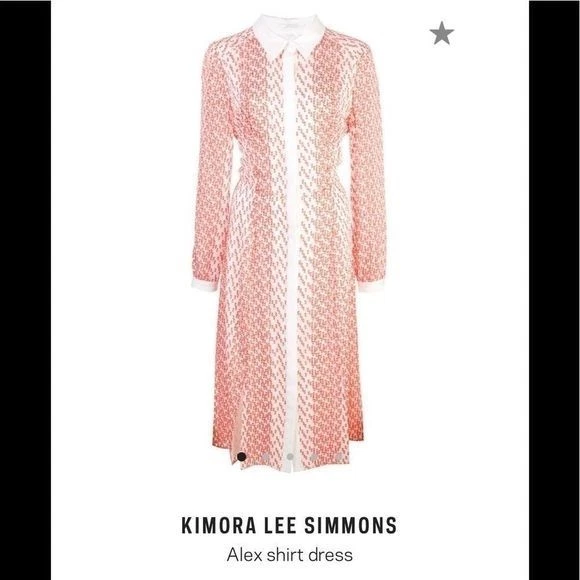 VESTIDO CAMISERO RUNWAY KIMORA LEE SIMMONS NUEVA YORK ROJO SEDA TEXTURIZADO ALEX MIDI 12 Foto 2 de 4