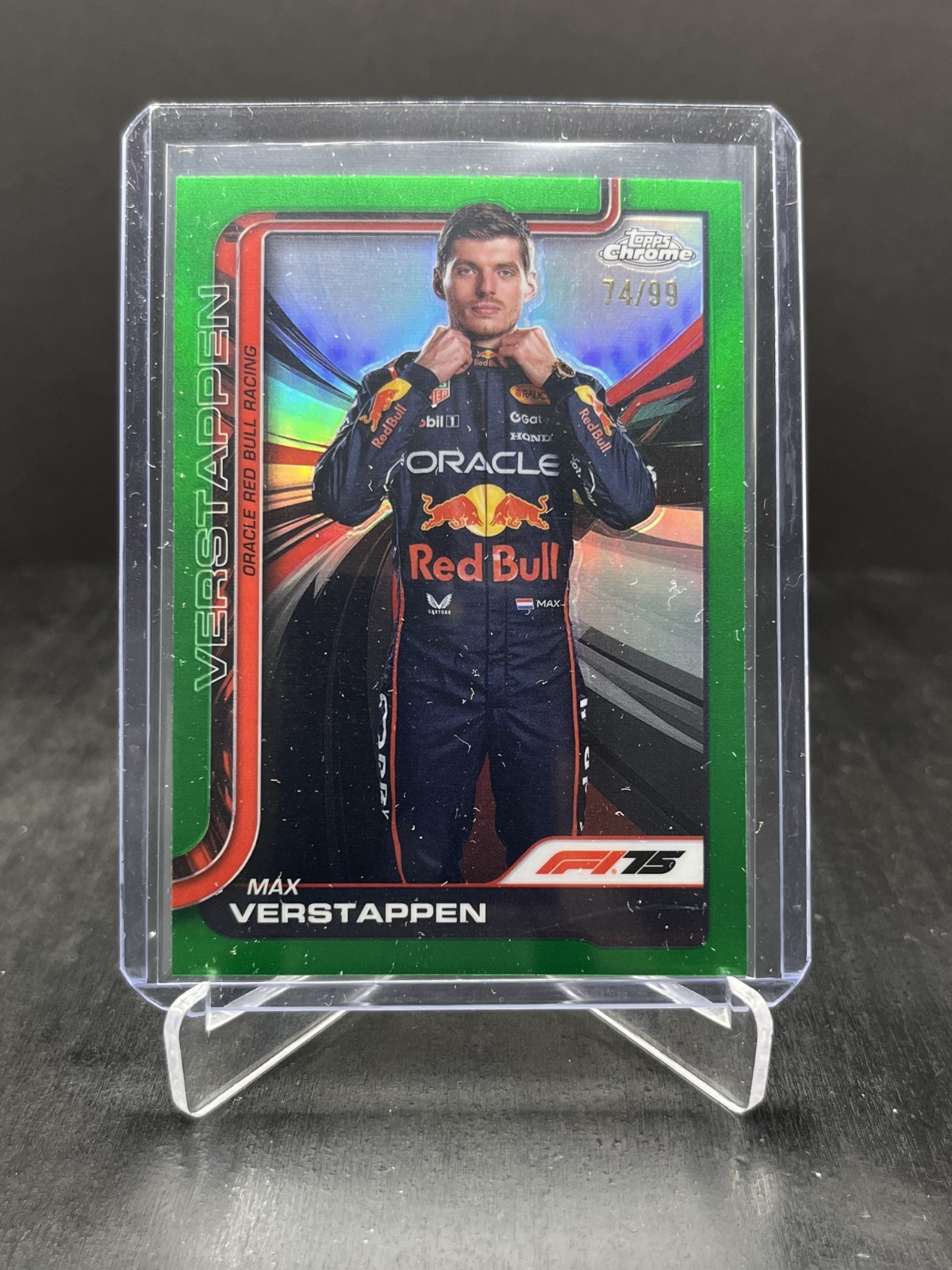 2025 Topps Chrome Formula 1 F1 Max Verstappen Portrait Green Refractor 74/99 #1