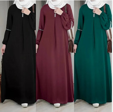 Muslim Women Abaya Jilbab Kafton Long Dress Maxi, Casual Arab Islamic Solid Abay