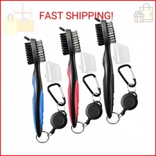 3 Pack Golf Club Brush and Club Groove Cleaner with Retractable Zip-line and Alu