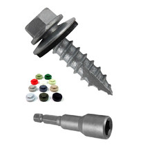 6.3mm (14G) ROOFING TEK SCREWS HEX HEAD, SEALING WASHER INC COVER CAPS