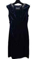 Vince Camuto Women's Navy Velvet Dress Size 10 Cap Sleeve Knee Length 