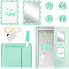 9 Pieces Locker Accessories Kit Sage Green Magnetic Locker Organizer for Locker
