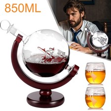 Mappamondo Whisky Decanter Set con Mappa del Mondo 850ml Whisky Caraffa Set con 2 Bicchieri