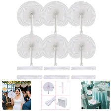 60 Pack White Round Foldable Paper Fans For Wedding Bridal Party Favors