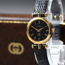 Orologio donna Gucci 2000L 21mm quadrante oro nero quarzo romano come nuovo...