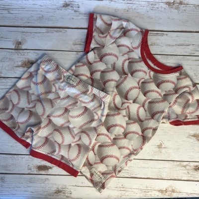 Boys 4/5 Custom made Knit Baseball Pajama Set WICKED CUTE WARDROBE