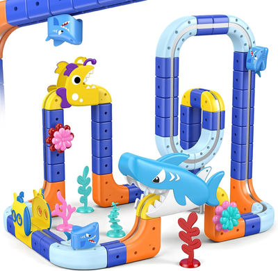 #ad 117PCS Shark Electric Train Set 3D Infinity Rail Magnetic STEM Toy Kids $78.99