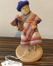 Vintage Peruvian?Folk Art Doll Handmade 6” Estate of John Burton conservationist
