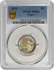 1913 5c Buffalo Nickel PCGS Graded MS 63 Type 1