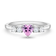 Simulated Birthstone Heart Solitaire Size 2-5 Baby / Kids Ring - Sterling Silver