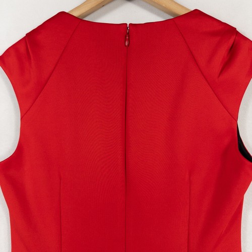 Calvin Klein Dress Womens 8 Sheath Red Short Sleeve Pleated Lined Career - Picture 4 of 8