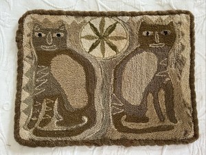 Original Primitive Punch Needle By Fiber Artist Christine Moore Finished Mat