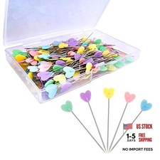 200pcs Sewing Pins Flat Head Straight Pins, Colored Pearl Head Peach Heart