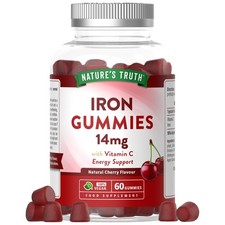 Iron Gummies with Vitamin C | 14mg High Strength 60 count (Pack of 1) 