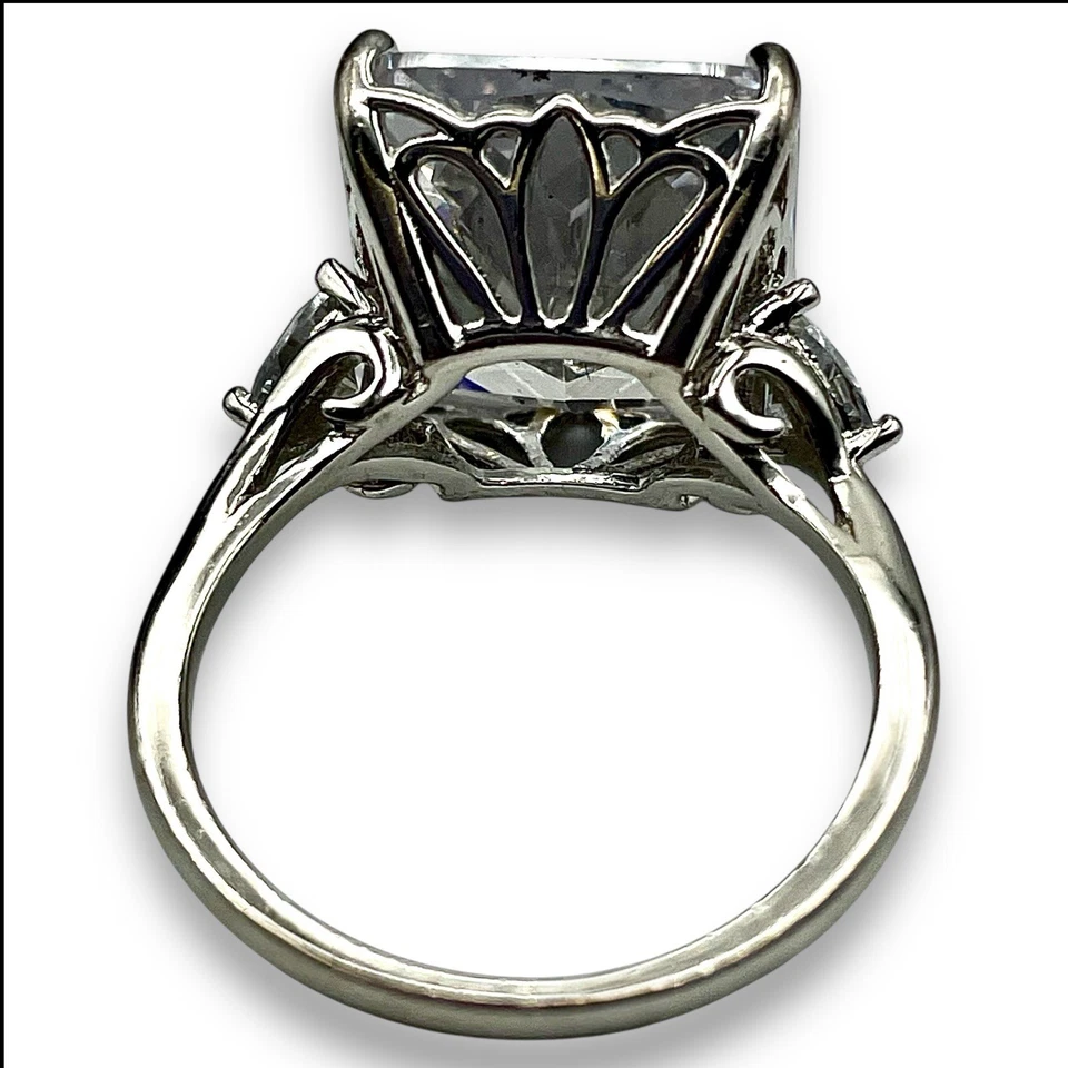 Sterling Silver 3 AAA CZ Ring Sz 6 DBJ Bangkok Ratnaraj Thailand - Image 4 of 4