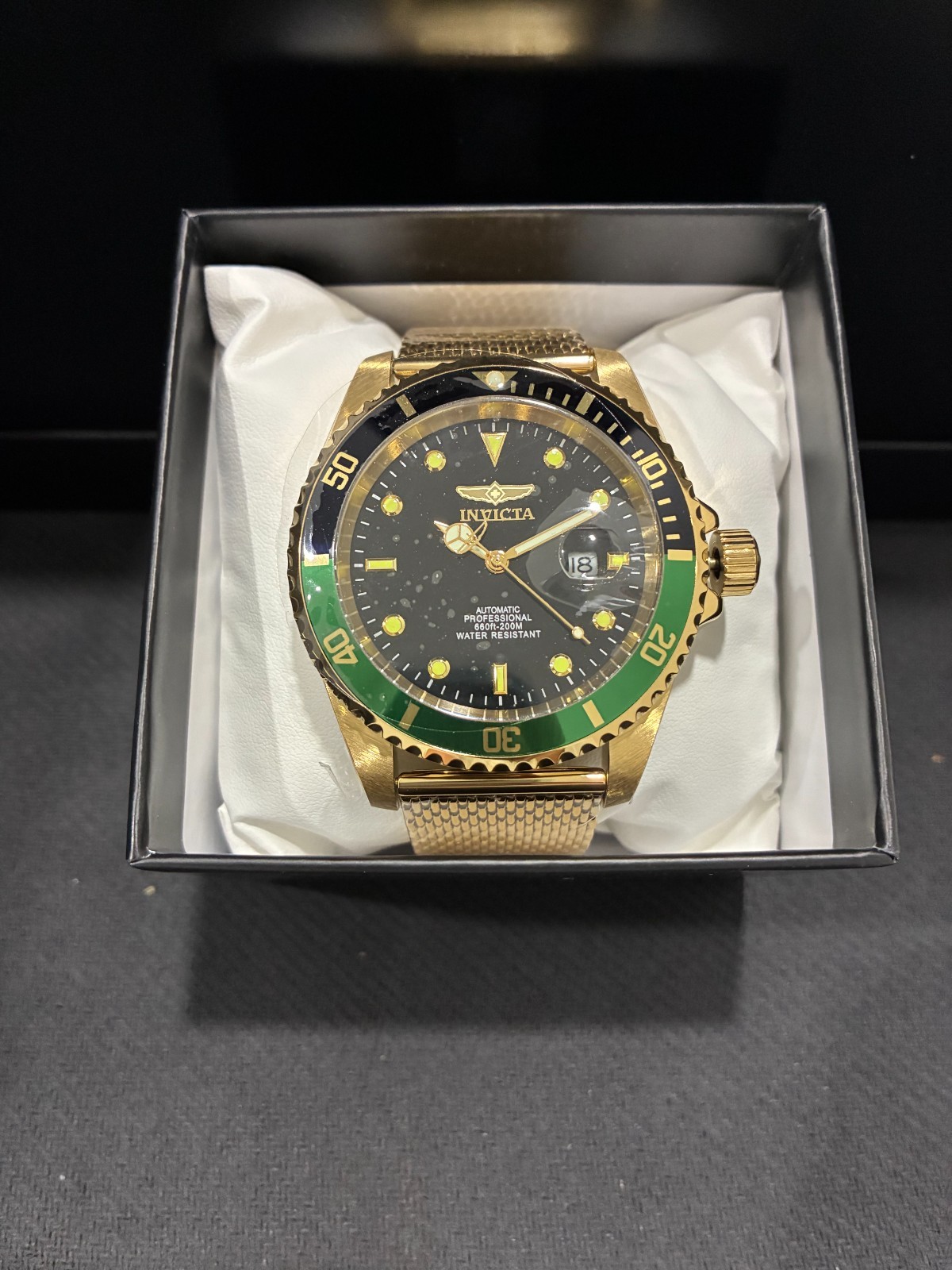 Invicta Pro Diver 47mm Automatic Mens Gold Watch 47967