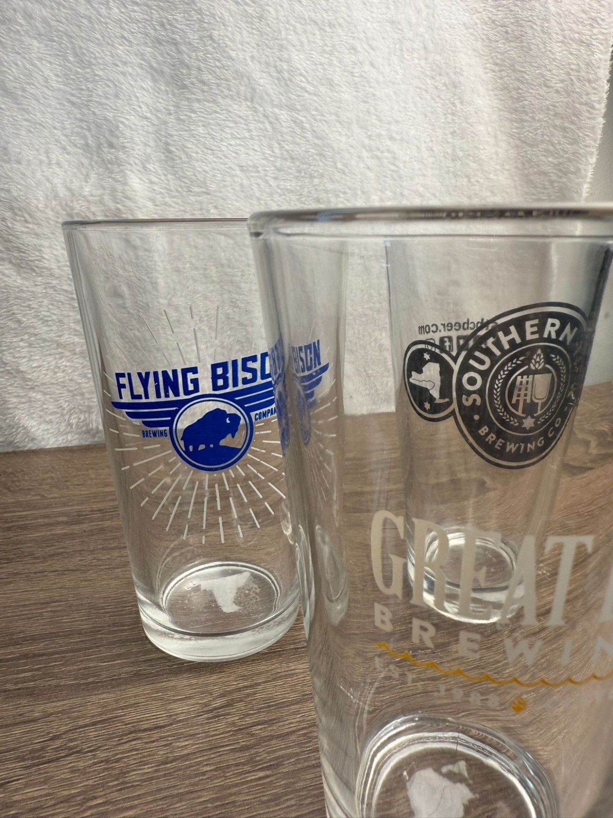 Set of 3 Brewery Pint Glasses – Flying Bison, Southern Tier, Great Lakes Brewing