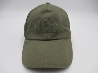 Ducks Unlimited Hat Cap Green Strap Back Pointer Dog Hunting Hunter .