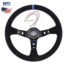 New Blue 14 Suede Leather Deep Dish 95mm Drifting Racing Jdm Steering Wheel