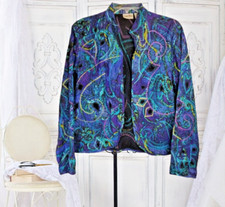 Chico's Women's Jacket 100 Silk Beaded Embroidered Size Chico's 1 Medium